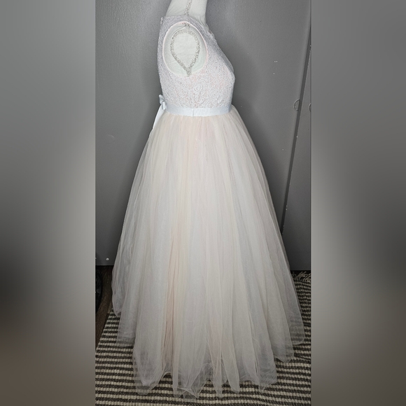 David's Bridal Kids Formal Dress in Soft Pink - Picture 8 of 16
